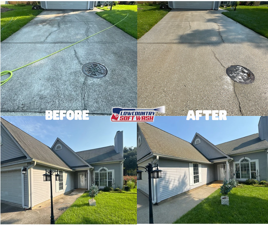 Beautiful House, Roof, and Driveway Transformation in North Charleston SC